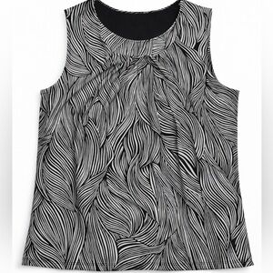 Kasper Abstract Print Blouse Sleeveless Black White Petite Large